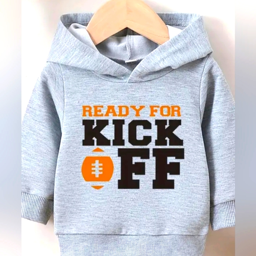 Kids' Gray "Ready for Kickoff" Hoodie Sweatshirt